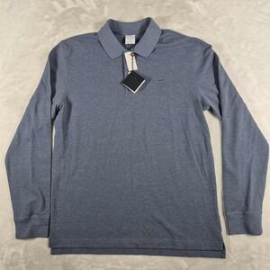 Brooks Brothers Performance Polo Shirt Men's Large Blue Slim Fit Long Sleeve NWT